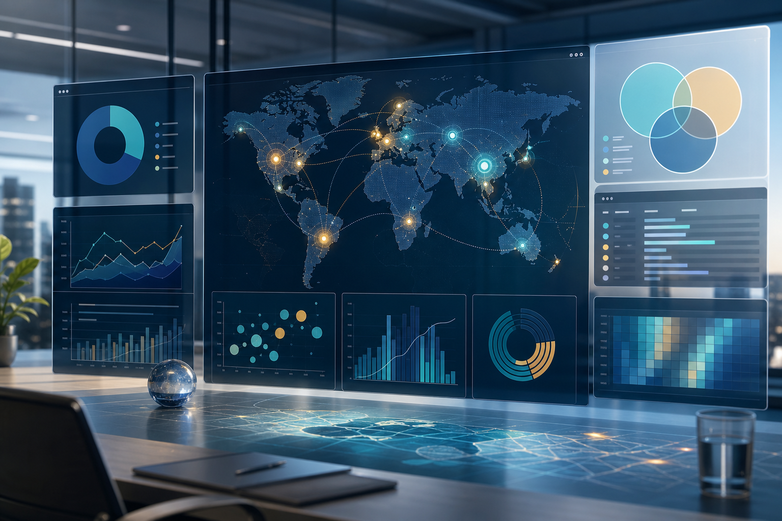 High-end analytics dashboard showing competitor overlap and market opportunity mapping